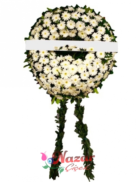 Beyaz Gerberalarla Cenaze Çelengi
