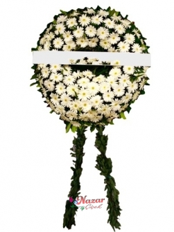 Beyaz Gerberalarla Cenaze Çelengi
